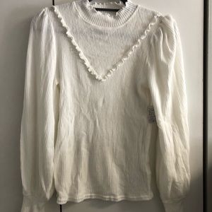 Ivory or Black Frilly Mock Neck